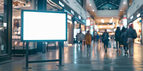 Obraz premium A blank white digital billboard in shopping mall,
