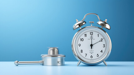 alarm clock on a blue background
