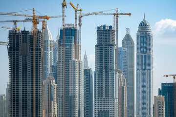 ultra-realistic skyscraper under construction without people