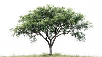 Fototapeta premium Solitary Flourishing Tree in Lush Natural Landscape