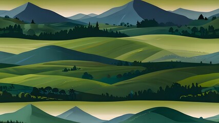 Obraz premium landscape with Green mountains Generative Ai 