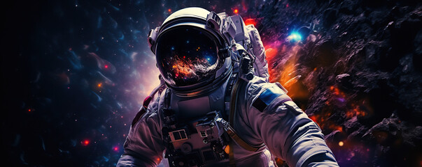 Astronaut Holding Gun in Space Suit