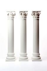 Greek columns isolated on white background
