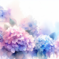 Frame image of colorful watercolor style hydrangea