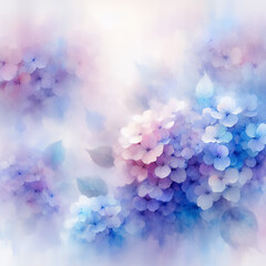 Frame image of colorful watercolor style hydrangea