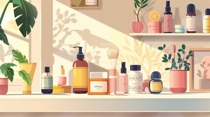 Illustrative Morning Skincare Routine Poster - Ideal for Dermatologist's Office, Beauty Blog, or Educational Use