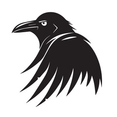 Fototapeta premium Raven in cartoon, doodle style. Image for t-shirt, web, mobile apps and ui. Isolated 2d vector illustration in logo, icon, sketch style, Eps 10. AI Generative