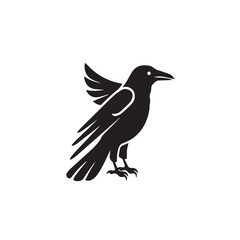 Fototapeta premium Raven in cartoon, doodle style. Image for t-shirt, web, mobile apps and ui. Isolated 2d vector illustration in logo, icon, sketch style, Eps 10. AI Generative