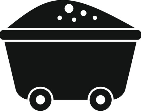recommend clip art: Vintage coal mine cart icon in simple black and white design, isolated vector silhouette graphic illustration for mining industry transportation equipment and resource hauling