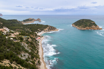 Mirador de La Falzia, panoramic point where you can see much of Xàbia's coastline, from Cap de Sant Antoni and Cap Prim to the imposing image of Cap Negre and Portetxol Island. Spain.