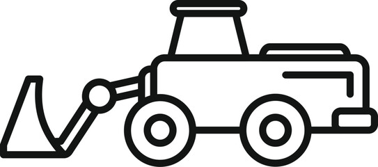Simplistic vector illustration of a bulldozer in line art style, isolated on white background