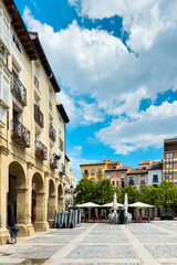 View of the historic Market Square in Logrono downtown, La Rioja, Spain. 