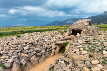 Megalithic Dolmen Alto de la Huesera in Alava province, Spain. 