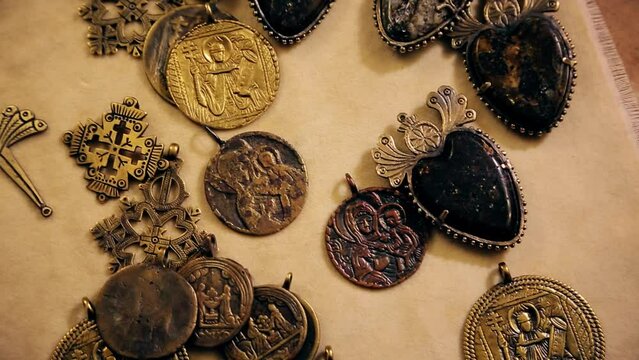 Antique Ukrainian jewelry, corals, beads.