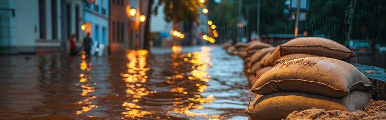 Sandsäcke schützen vor hochwasser - Sandbags protect against floods