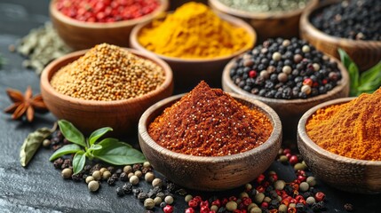 Spices. Various Indian Spices colorful background. Spice and herbs backdrop.