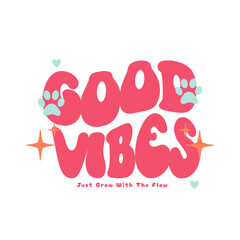 vector Good Vibes lettering clip art isolated on white background. Handwritten poster or greeting card, tshirt