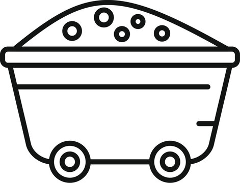 recommend clip art: Cartoon mining cart icon isolated on white background. Simple line art vector illustration of a stylized transportation symbol for the mineral extraction industry