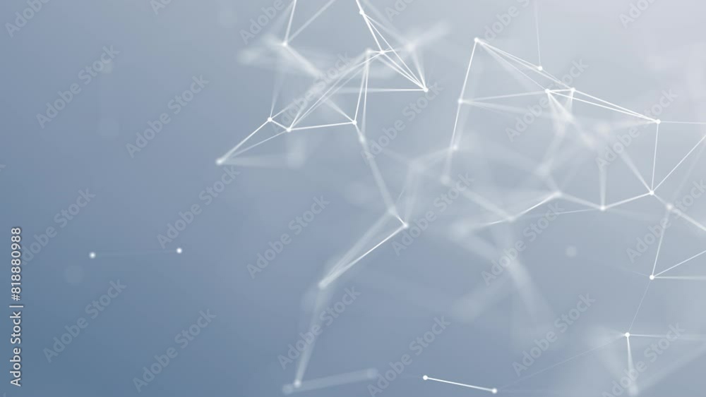Wall mural looping airy abstract connection of dots and lines on a light blue background. cool light plexus eff