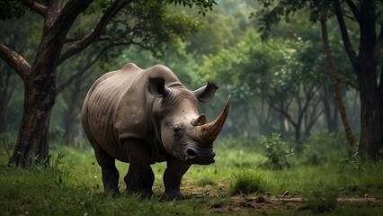 Obraz premium A indian rhinoceros