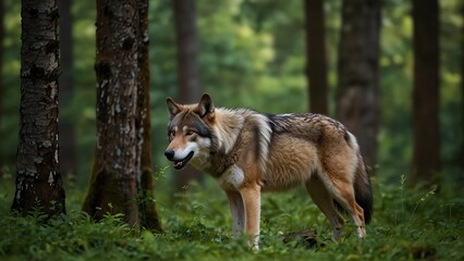 Fototapeta premium A beautiful Wolf Guardians of the Wilderness Exploring the Realm of Wolves