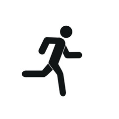 man running, pictogram, flat vector illustration, silhouette of a human figure