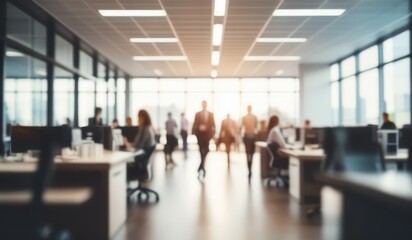 blured Busy employees of business company