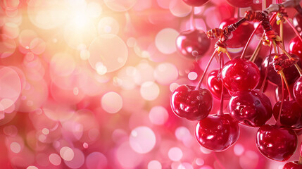 Juicy Cherry Delight Pink Red Background