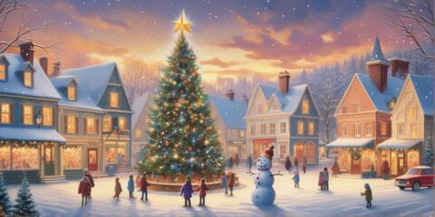 Obraz premium malerisches Weihnachten mit christbaum