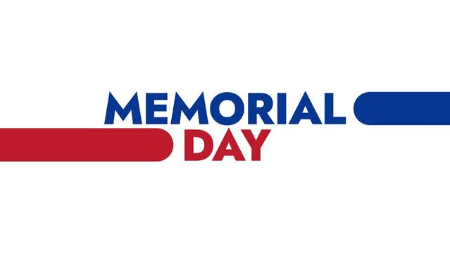 Memorial Day colorful motion graphics seamlessly loopable text animation on a white or black background great for wishing and celebrating happy memorial day on 27 may