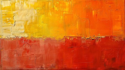Design an abstract painting with bold, energetic brushstrokes in shades of red and yellow, conveying a sense of passion and