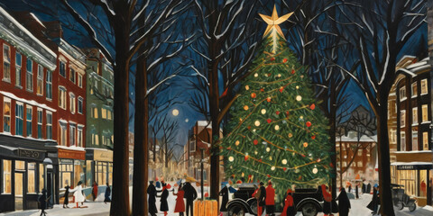 malerisches Weihnachten mit christbaum