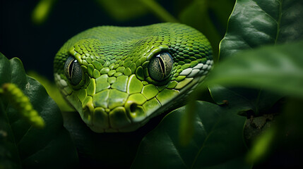 Fototapeta premium green snake in the grass