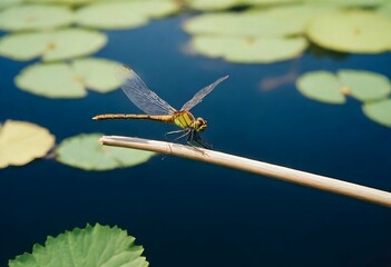 A Dragonfly Resting On The Edge Of A Pond Upscaled 3 - Powered by Adobe
