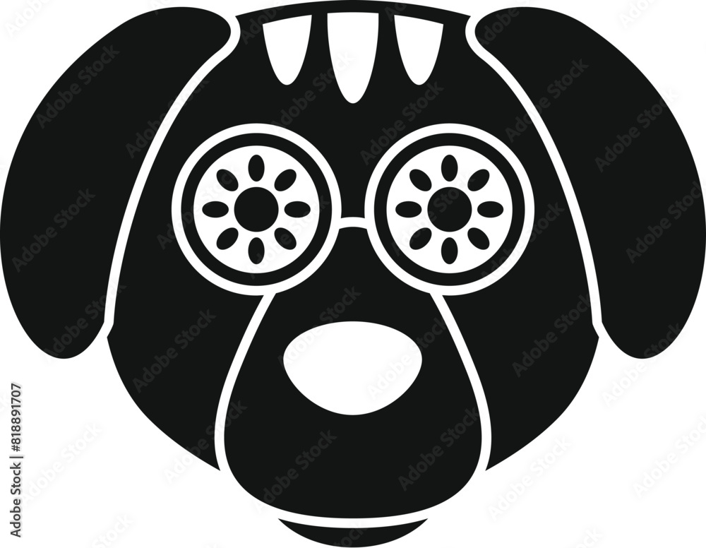 Sticker Simple vector illustration of a cartoon dog face in a bold black and white design