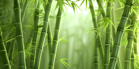 Background of a lush green bamboo forest, symbolizing tranquility and growth, perfect for wellness products or green technology