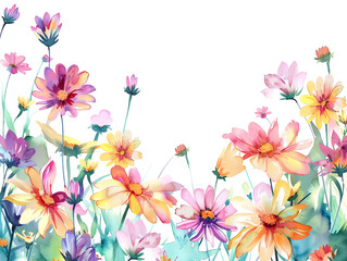 Watercolor transvaal daisies on a white background