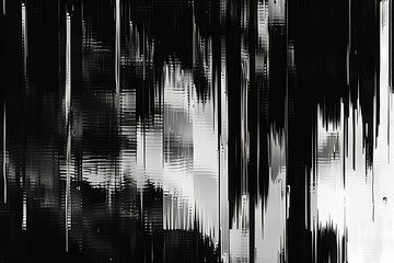 abstract black and white digital glitch art background with vertical lines of distorted, glitchy textures and patterns, photorealistic // ai-generated 