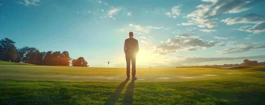 Businessman Closing Business Deal on Casual Golf Game in Scenic Countryside - Powered by Adobe