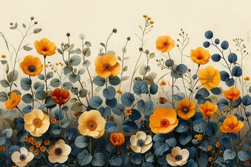 June month illustration background with pastel colors drawing with written Hello June to celebrate start of the month.