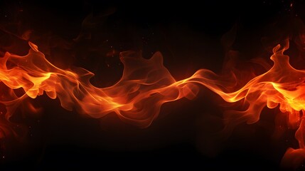 Fototapeta premium Fire flames texture on black background. Generative AI.