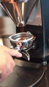 Close Up of Barista Making Coffee