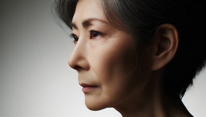 Fototapeta premium 涙を流し前を見つめる日本人女性