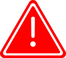 Red warning triangle icon in png format. Warning sign with an exclamation point in a triangle. Road signs.