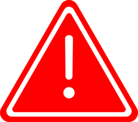 Red warning triangle icon in png format. Warning sign with an exclamation point in a triangle. Road signs.