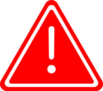 Red warning triangle icon in png format. Warning sign with an exclamation point in a triangle. Road signs.