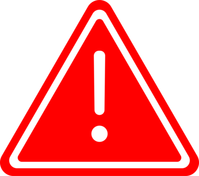 Red warning triangle icon in png format. Warning sign with an exclamation point in a triangle. Road signs.