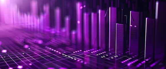 A bold and striking side view of a simple bar graph in vivid purple color, providing a clear visualization of data, captured with HD precision.