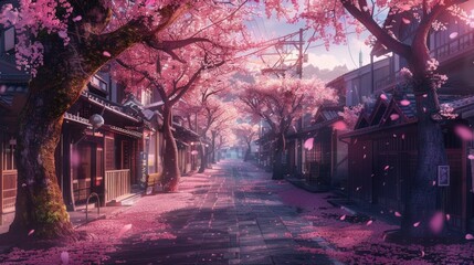 Cherry blossoms in full bloom in the streets