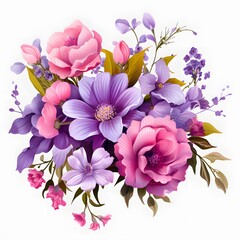 Beautiful flower bouquet isolated on white background. Generative AI.